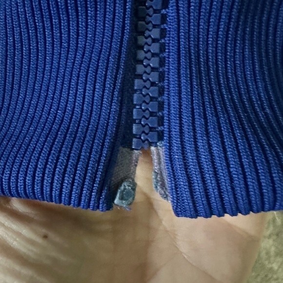 80’s Speedo Track Jacket Blue Green Stripes Collared Full Zip Pockets XL - Picture 3 of 5